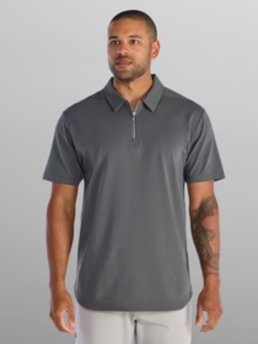 BYLT Lux Zip Polo Grey Athleisure Size Medium NWT